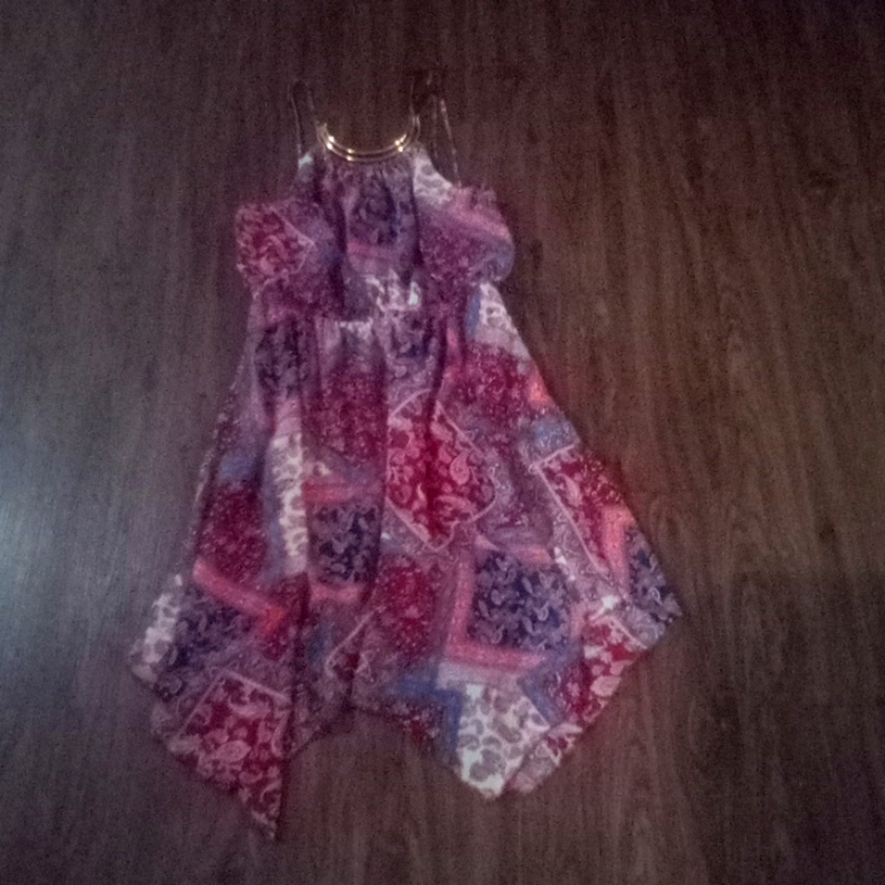 Red patchwork style summer dress